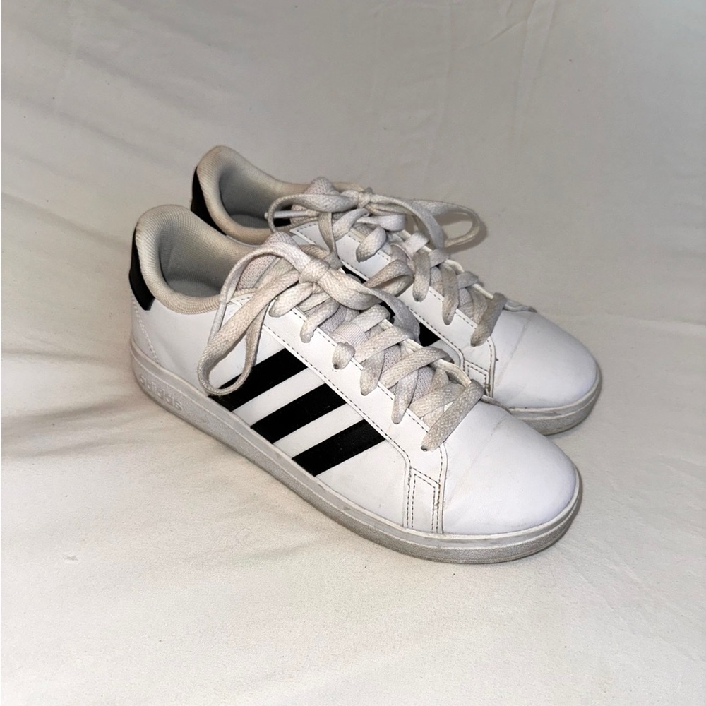 Adidas Classic White Sneakers with Black Stripes